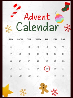 圣诞节元素月历PSD模板设计