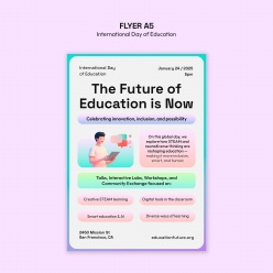 国际教育日宣传单页A5模板设计