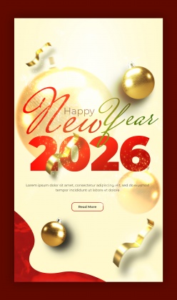 2026年圣诞主题竖版海报模板设计