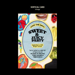 甜蜜多汁派对卡设计素材