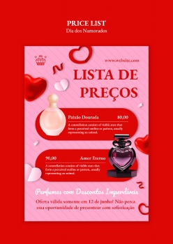 情人节主题香水价目表PS素材