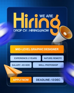 蓝色极简风格招聘海报设计