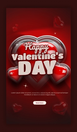 情人节快乐主题竖版海报PS素材