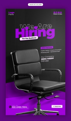 极简商务招聘主题竖版海报设计