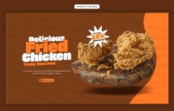 香酥炸鸡块横幅海报ps素材