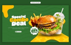 美味汉堡美食横幅海报设计素材