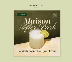 鸡尾酒饮品正方形banner设计