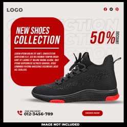 黑色运动鞋折扣主图PSD素材