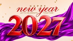 2027艺术字紫色飘带装饰素材