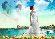 PSD美女婚纱照模板