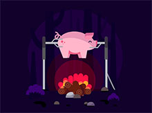 CSS3野外烤乳猪动画场景特效