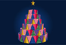 卡通礼物堆积的圣诞树CSS特效