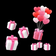 粉色气球礼物3D图片