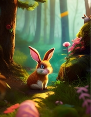 森林可爱小兔子卡通插画图片