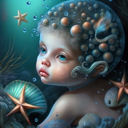 抽象美人鱼宝宝绘画作品图片