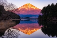 森林自然火山湖泊风景图片