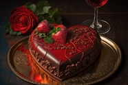 心形巧克力草莓蛋糕图片