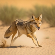 荒漠奔跑的狐狸图片