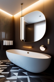 现代浴室白色浴缸装修设计图片