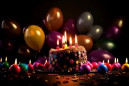 生日气球蜡烛蛋糕图片