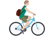 男孩骑自行车卡通插画图片