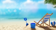 唯美夏日蓝色海边沙滩背景图片