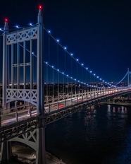 美国纽约曼哈顿跨海大桥建筑夜景图片