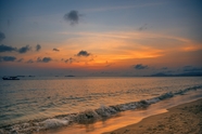 黄昏大海海滩摄影图片