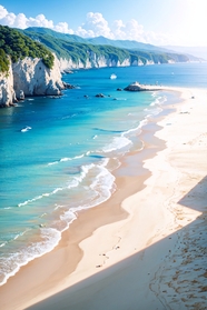 唯美蓝色大海海边沙滩风景图片