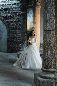 欧美新娘白色婚纱写真摄影图片