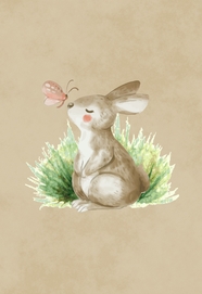 可爱兔子手绘风格卡通壁纸图片