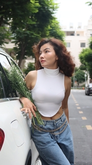 亚洲性感街头风美女人体摄影图片