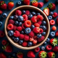 高清蓝莓覆盆子浆果摄影图片
