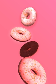 粉色甜甜圈粉色背景摄影图片