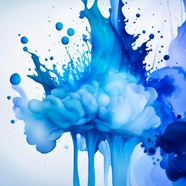 蓝色墨水飞溅抽象艺术摄影图片