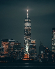纽约城市高楼大厦建筑夜景摄影图片