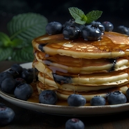蓝莓煎饼早餐美食摄影图片