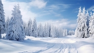 唯美冬季雪景雪松风景摄影图片