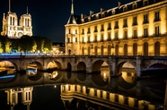 巴黎特色建筑夜景摄影图片
