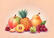 热带水果卡通插画摄影图片