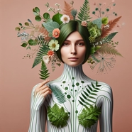 创意植物造型美女写真摄影图片