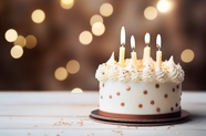 白色奶油裱花生日蜡烛蛋糕图片