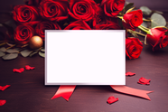 情人节红色玫瑰花空白相框图片