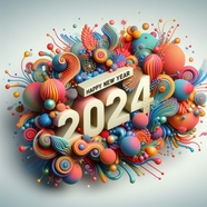2024年新年创意立体数字设计图片