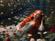 躺在河道里的欧美公主风美女图片