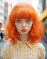 街拍橙色头发少女美女写真摄影图片