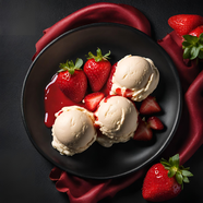 美味草莓冰激凌摄影图片