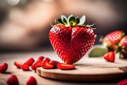 红色爱心草莓水果摄影图片