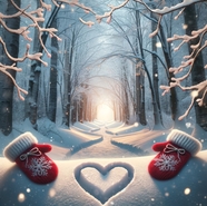 冬季唯美浪漫树林雪景插画设计图片