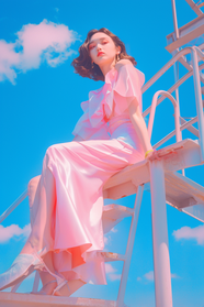 粉色时尚套装美女穿搭写真图片